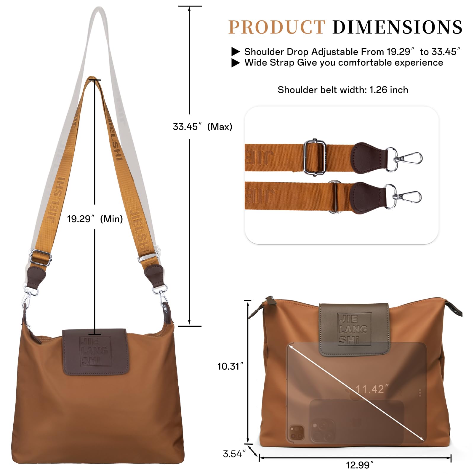 JANKS Large Crossbody Bag for Women Fabric Nylon Casual Commuter Trendy Fashion Hobo Shoulder Ladies Travel Handbag - Image 3