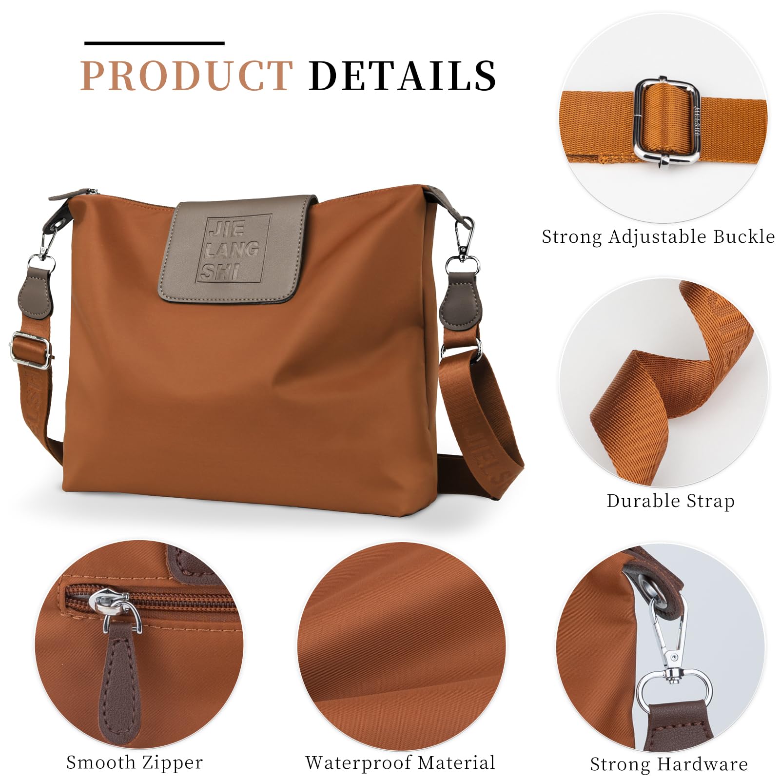 JANKS Large Crossbody Bag for Women Fabric Nylon Casual Commuter Trendy Fashion Hobo Shoulder Ladies Travel Handbag - Image 4