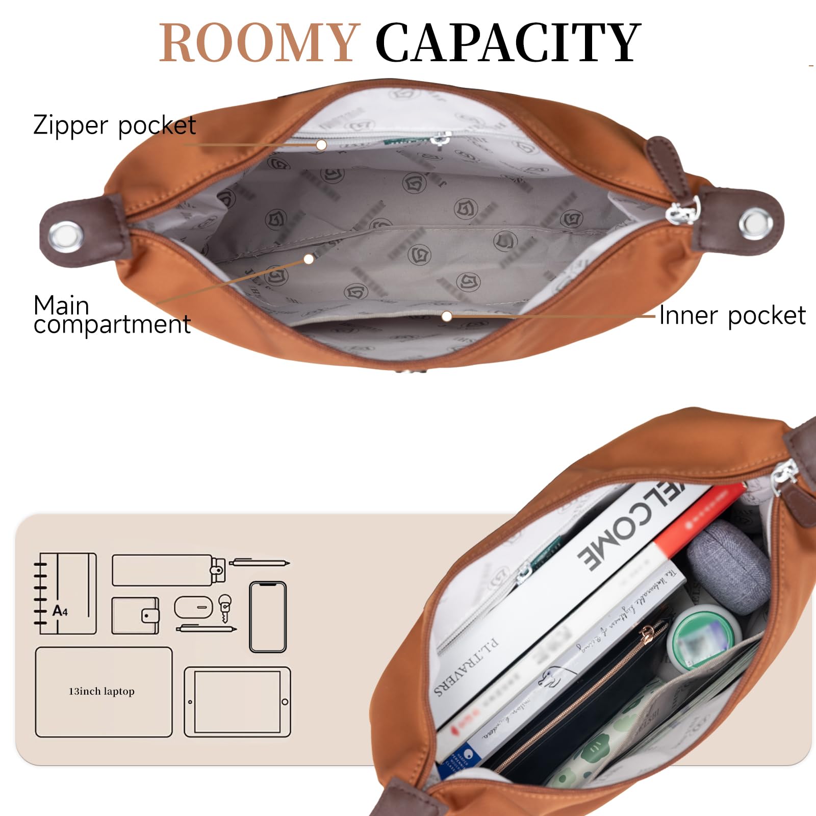 JANKS Large Crossbody Bag for Women Fabric Nylon Casual Commuter Trendy Fashion Hobo Shoulder Ladies Travel Handbag - Image 5