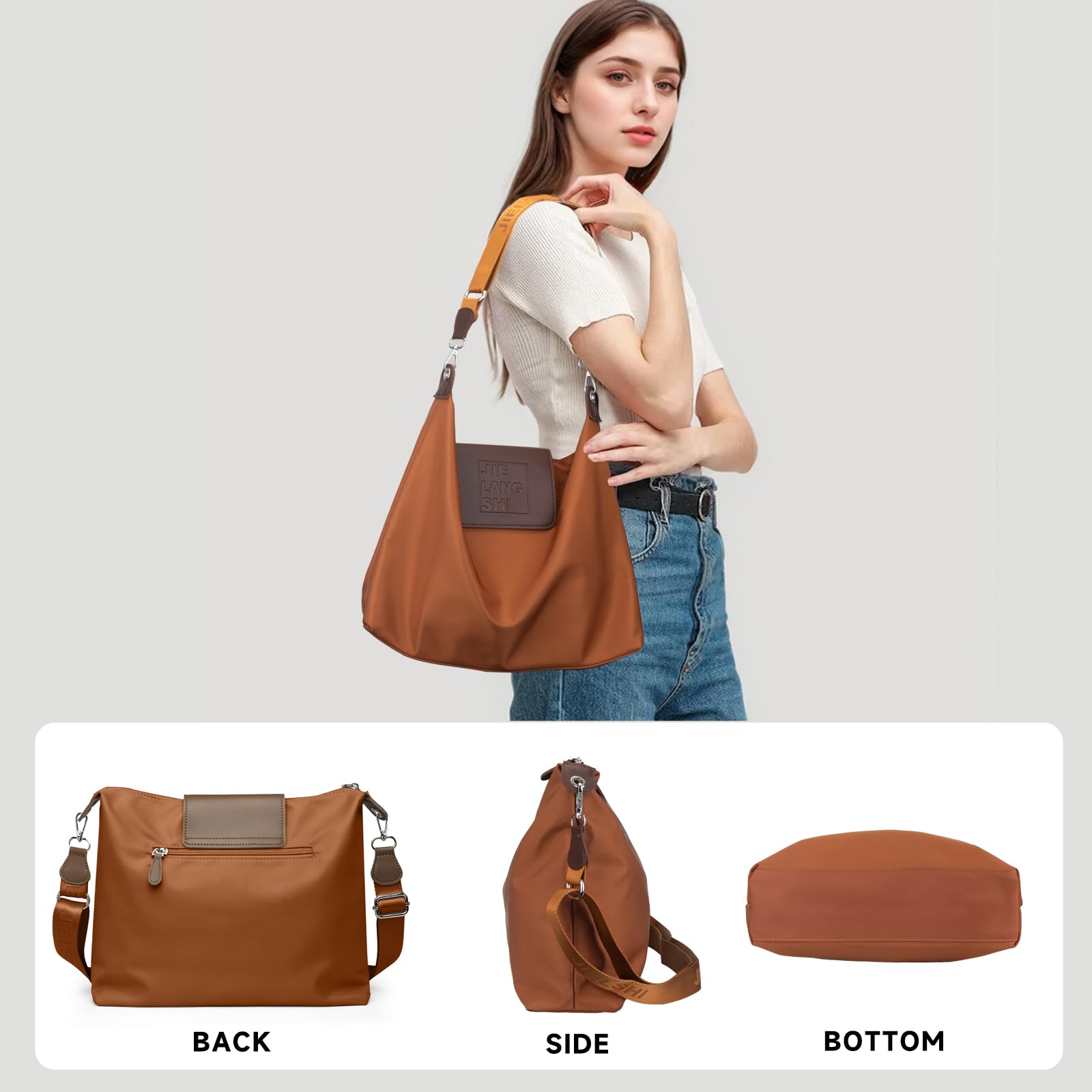 JANKS Large Crossbody Bag for Women Fabric Nylon Casual Commuter Trendy Fashion Hobo Shoulder Ladies Travel Handbag - Image 6