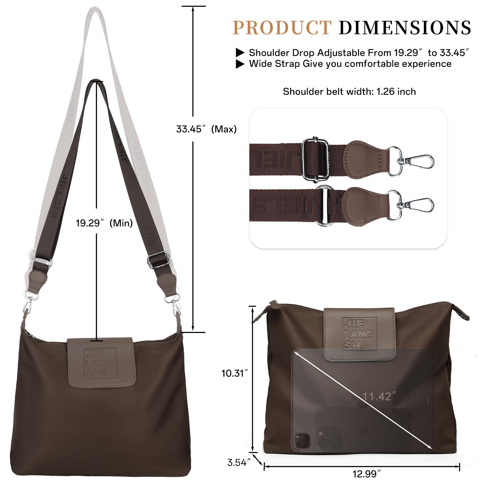 JANKS Large Crossbody Bag for Women Fabric Nylon Casual Commuter Trendy Fashion Hobo Shoulder Ladies Travel Handbag - Image 3