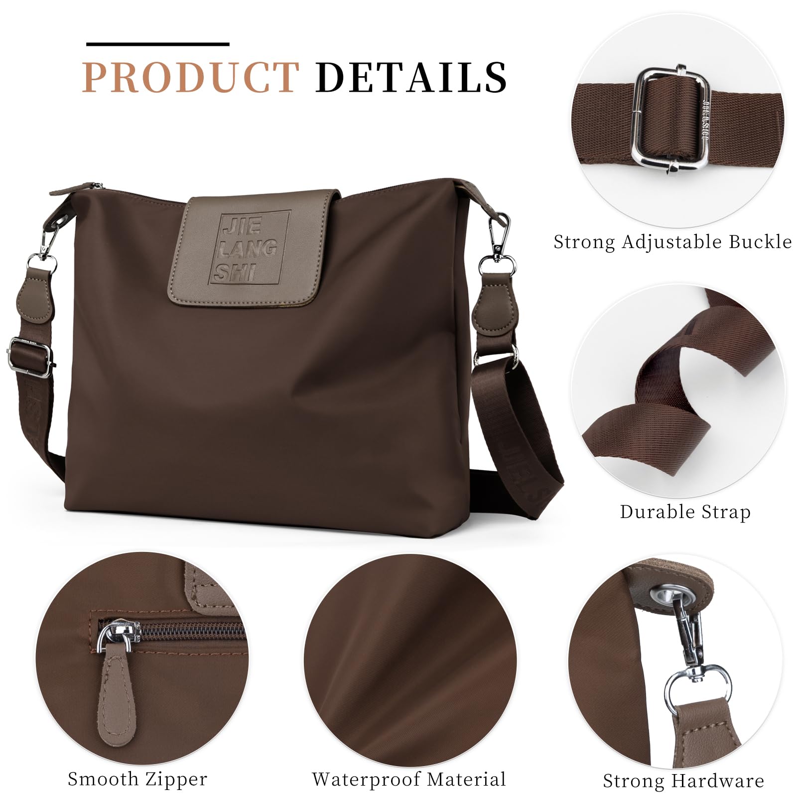 JANKS Large Crossbody Bag for Women Fabric Nylon Casual Commuter Trendy Fashion Hobo Shoulder Ladies Travel Handbag - Image 4