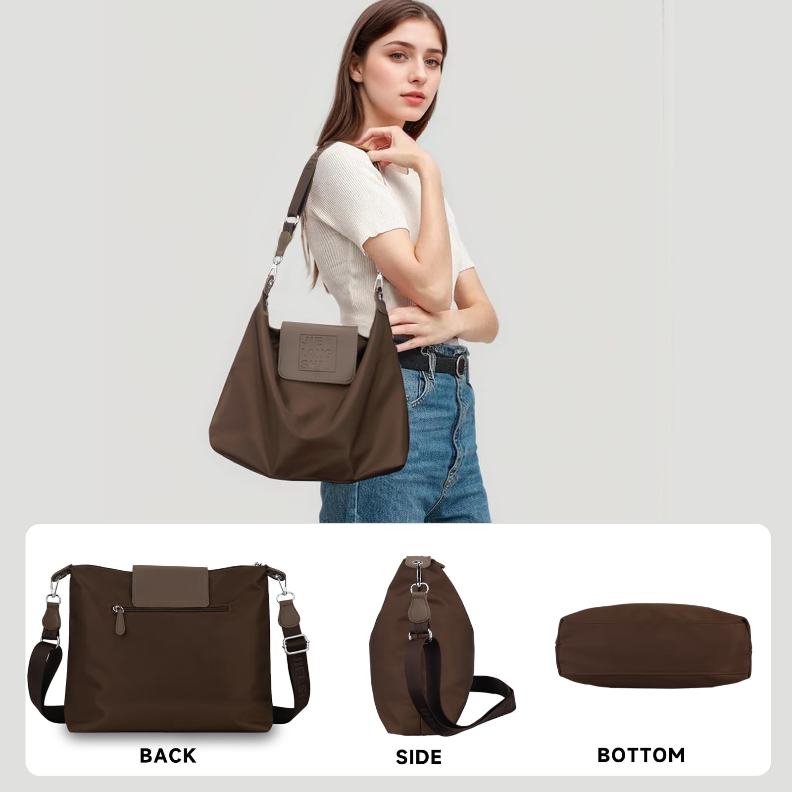 JANKS Large Crossbody Bag for Women Fabric Nylon Casual Commuter Trendy Fashion Hobo Shoulder Ladies Travel Handbag - Image 6