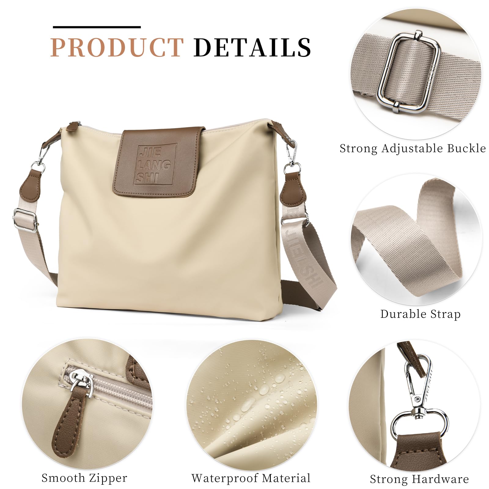 JANKS Large Crossbody Bag for Women Fabric Nylon Casual Commuter Trendy Fashion Hobo Shoulder Ladies Travel Handbag - Image 5