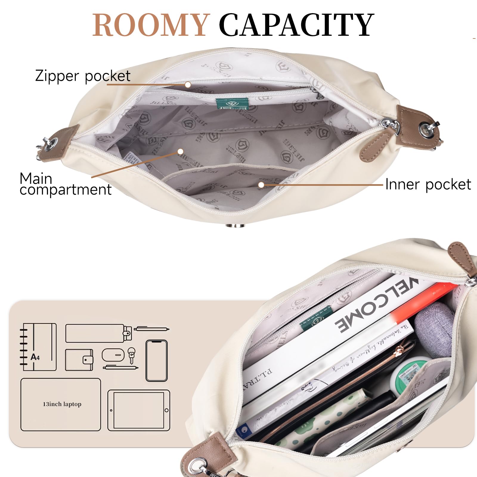 JANKS Large Crossbody Bag for Women Fabric Nylon Casual Commuter Trendy Fashion Hobo Shoulder Ladies Travel Handbag - Image 6