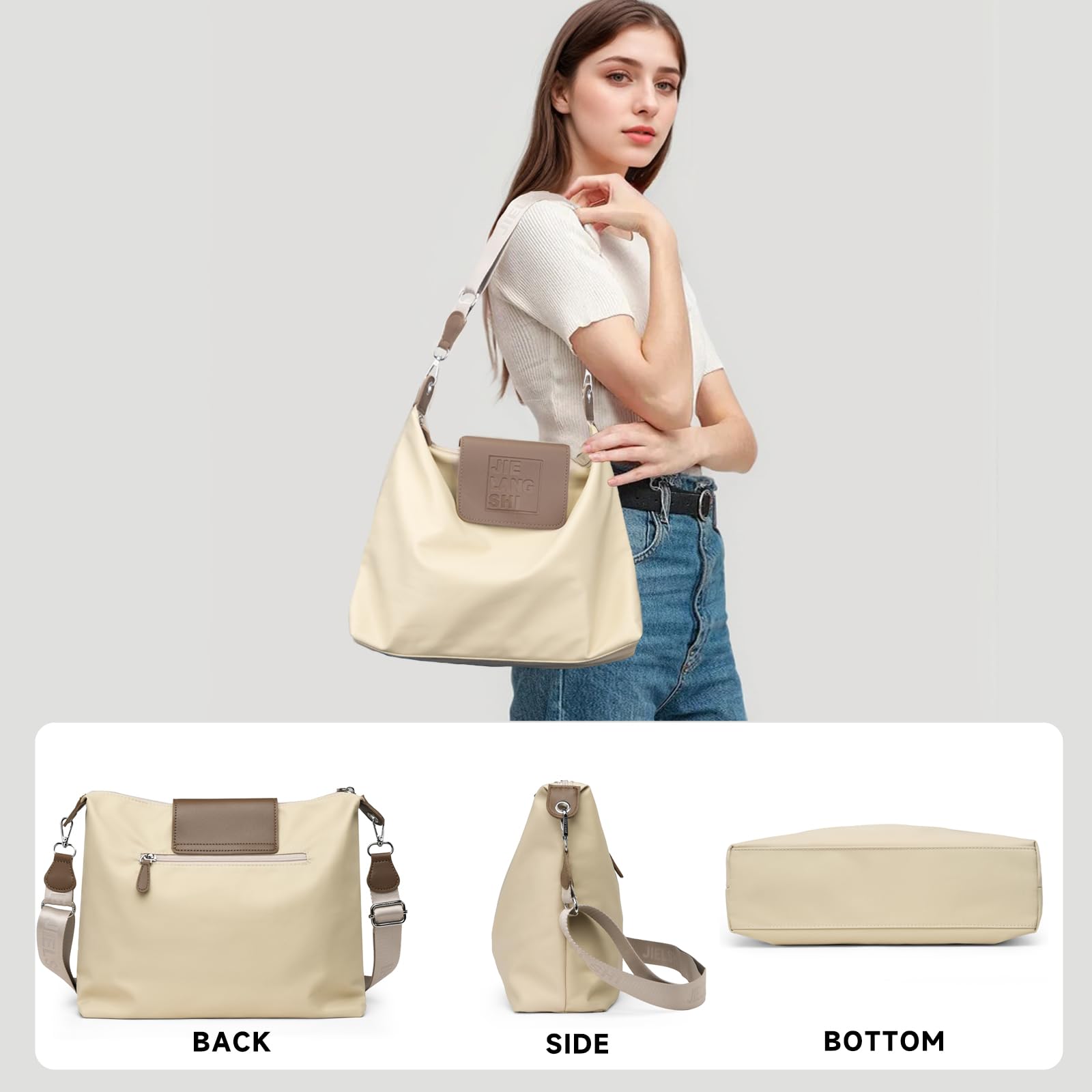 JANKS Large Crossbody Bag for Women Fabric Nylon Casual Commuter Trendy Fashion Hobo Shoulder Ladies Travel Handbag - Image 7