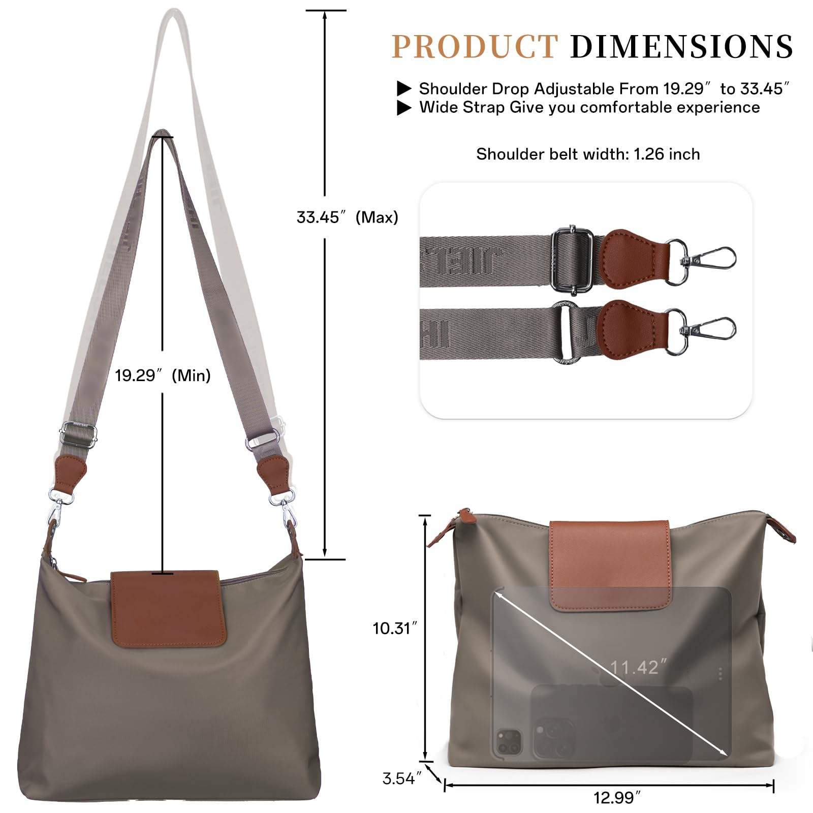 JANKS Large Crossbody Bag for Women Fabric Nylon Casual Commuter Trendy Fashion Hobo Shoulder Ladies Travel Handbag - Image 3