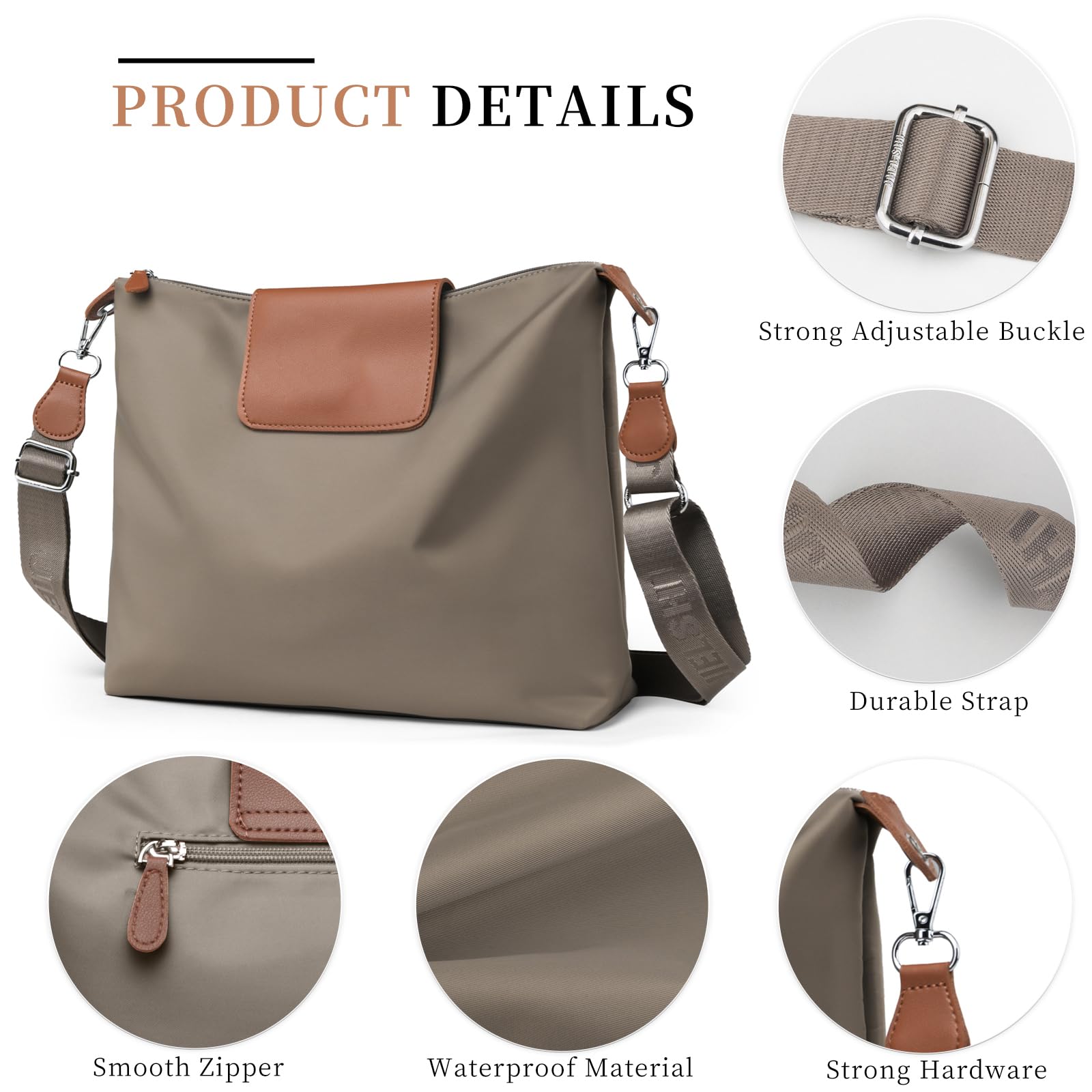 JANKS Large Crossbody Bag for Women Fabric Nylon Casual Commuter Trendy Fashion Hobo Shoulder Ladies Travel Handbag - Image 4