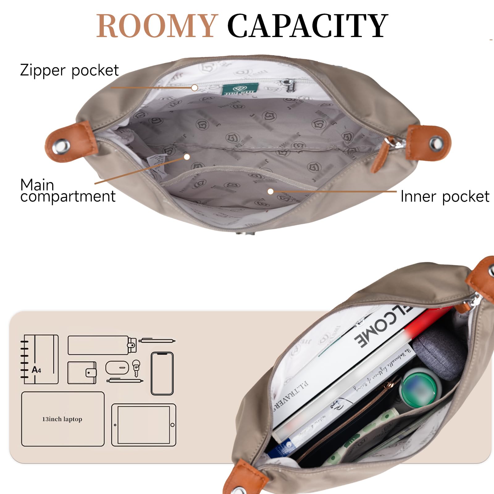 JANKS Large Crossbody Bag for Women Fabric Nylon Casual Commuter Trendy Fashion Hobo Shoulder Ladies Travel Handbag - Image 5