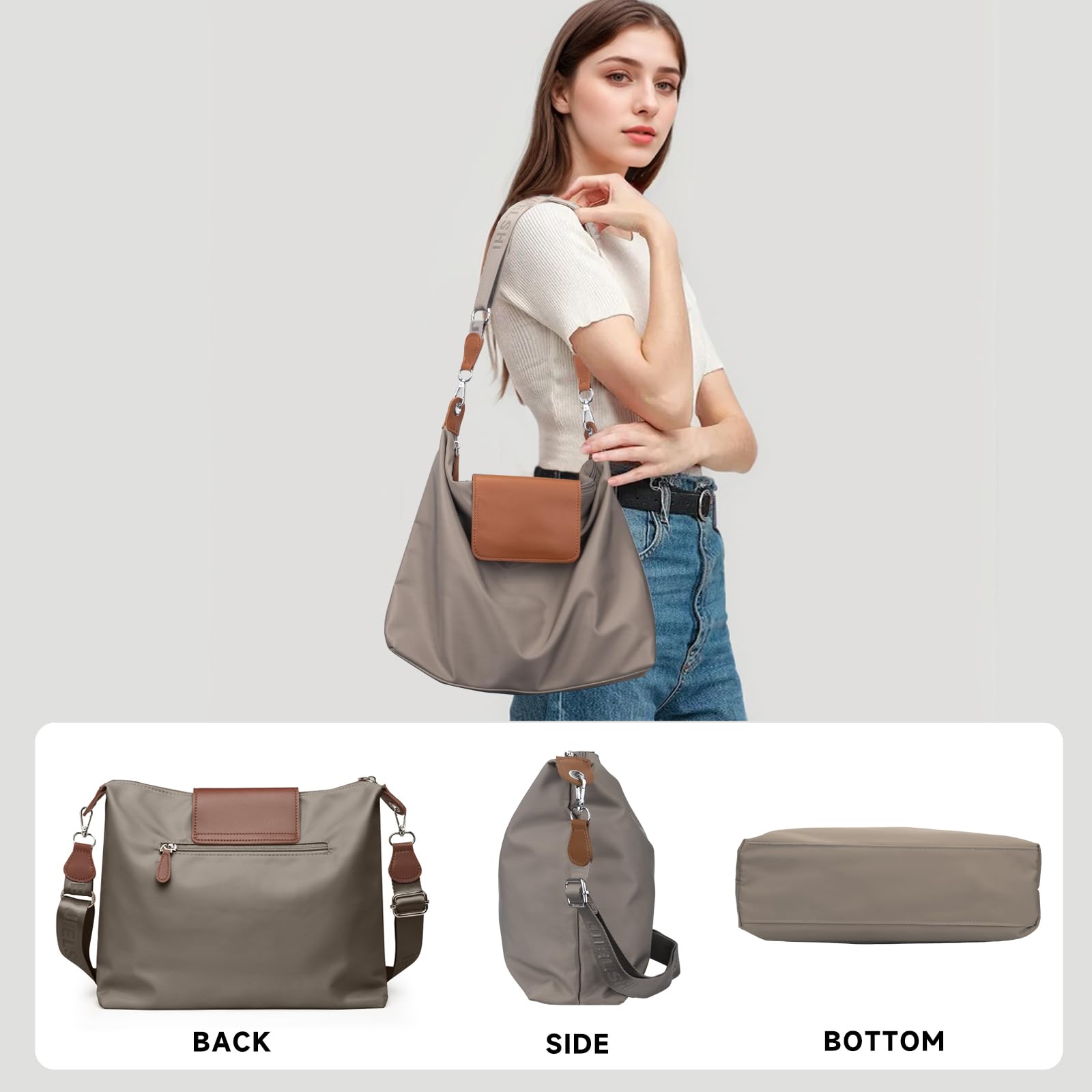JANKS Large Crossbody Bag for Women Fabric Nylon Casual Commuter Trendy Fashion Hobo Shoulder Ladies Travel Handbag - Image 6