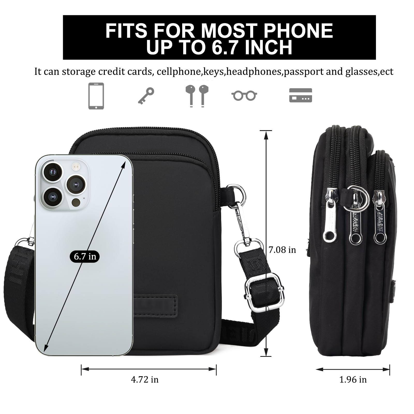 JANKS Small Crossbody Bag for Women Mini Cell Phone Bag Travel Pouch Wallet Purses Adjustable Over Shoulder Strap - Image 3