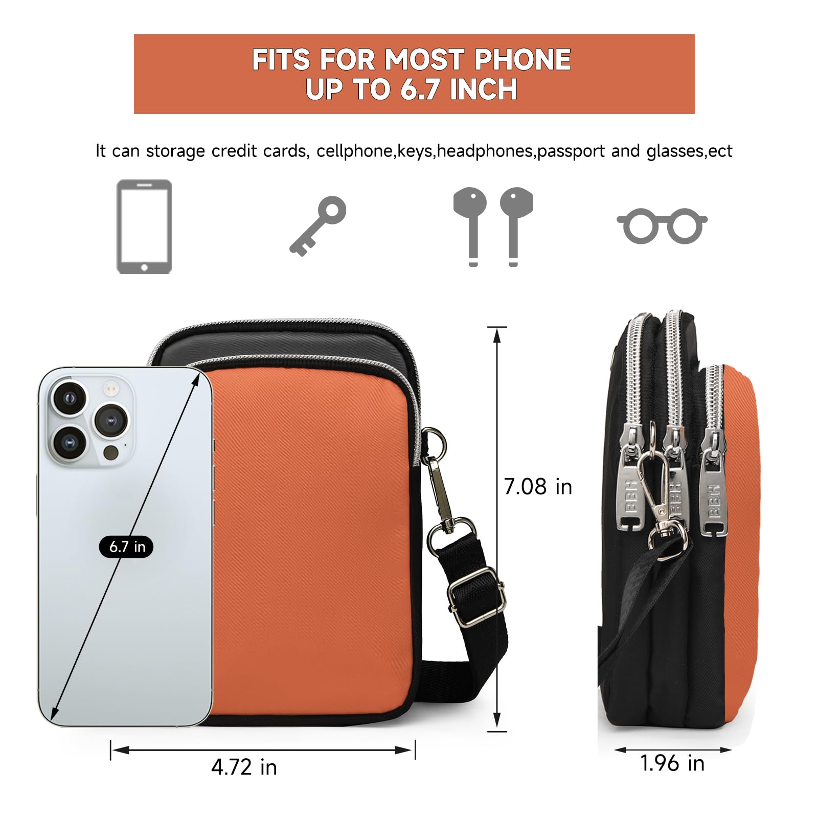 JANKS Small Crossbody Bag for Women Mini Cell Phone Bag Travel Pouch Wallet Purses Adjustable Over Shoulder Strap - Image 4