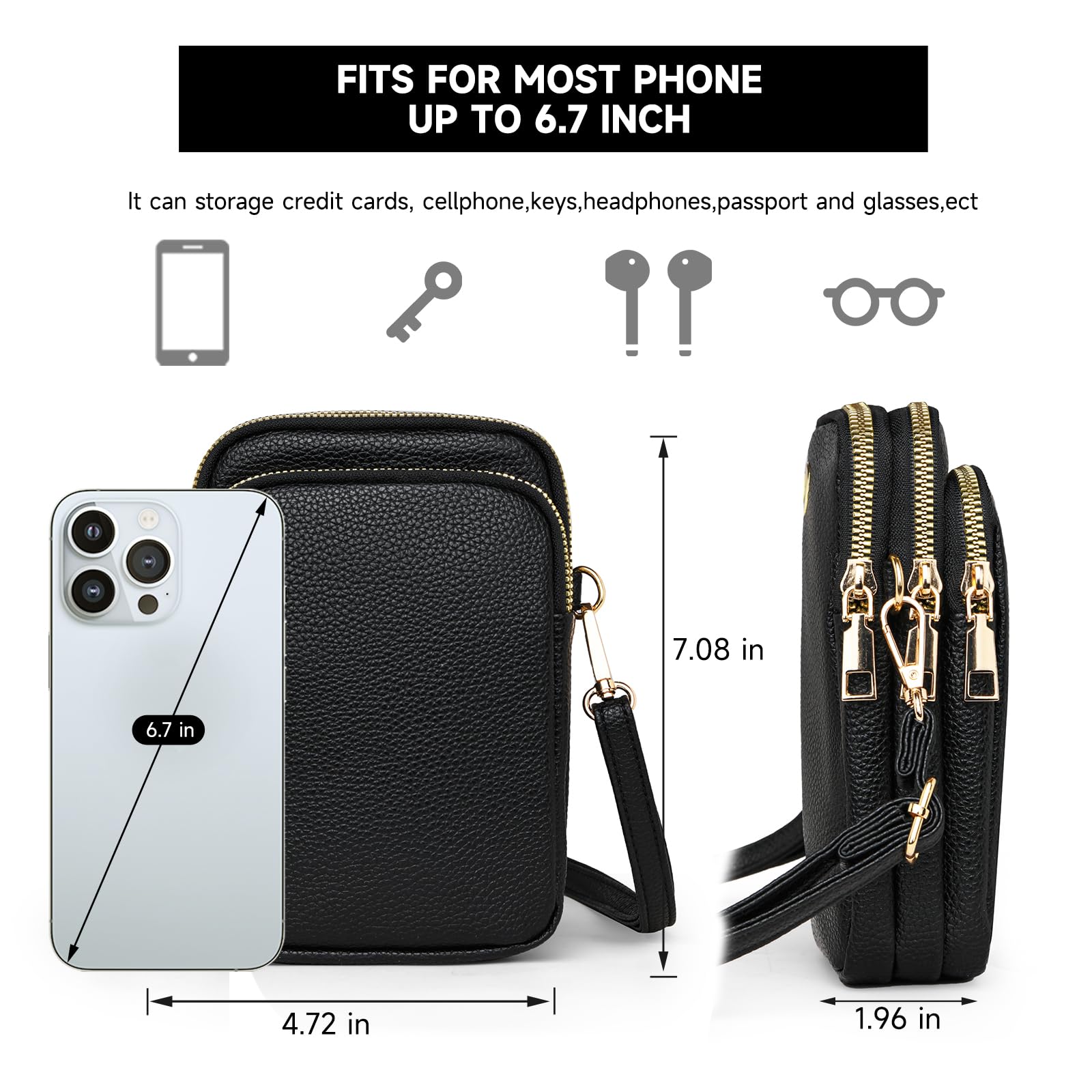 JANKS Small Crossbody Bag for Women Mini Cell Phone Bag Travel Pouch Wallet Purses Adjustable Over Shoulder Strap - Image 5