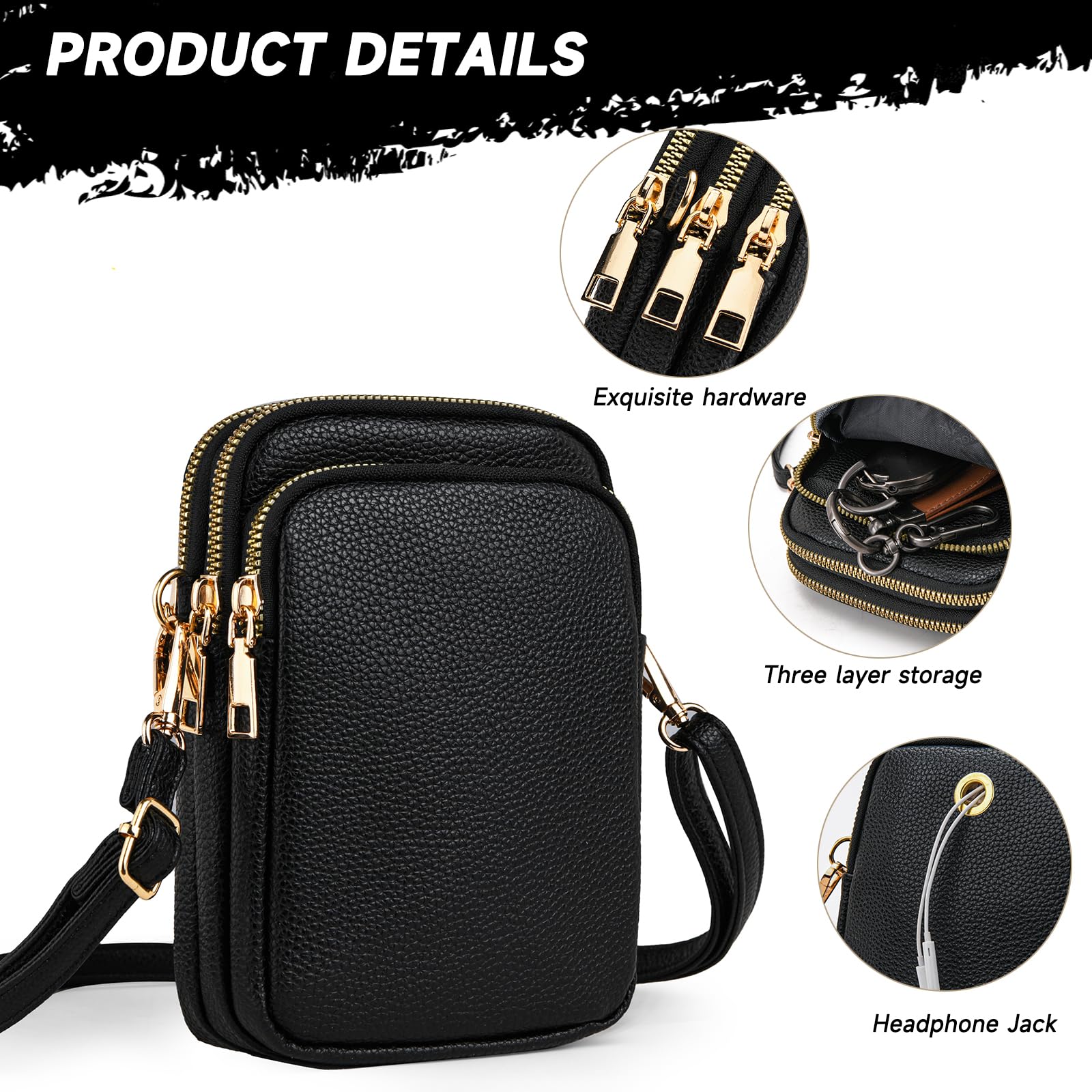 JANKS Small Crossbody Bag for Women Mini Cell Phone Bag Travel Pouch Wallet Purses Adjustable Over Shoulder Strap - Image 6