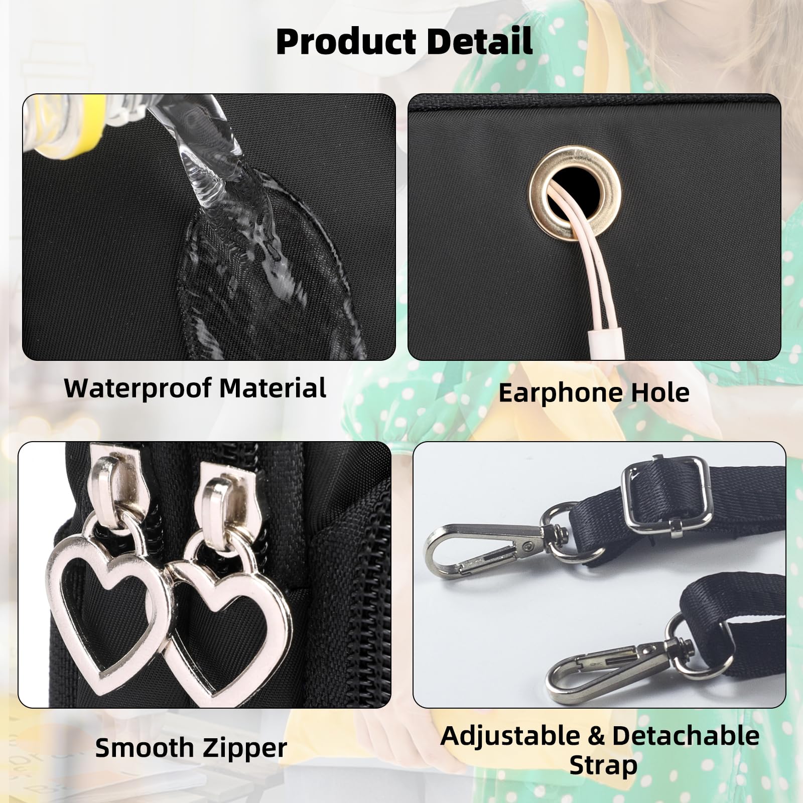 JANKS Small Crossbody Bag for Women - Mini Phone Purses with Crossbody Strap and Wallet - Nylon Arm Bag - Image 6