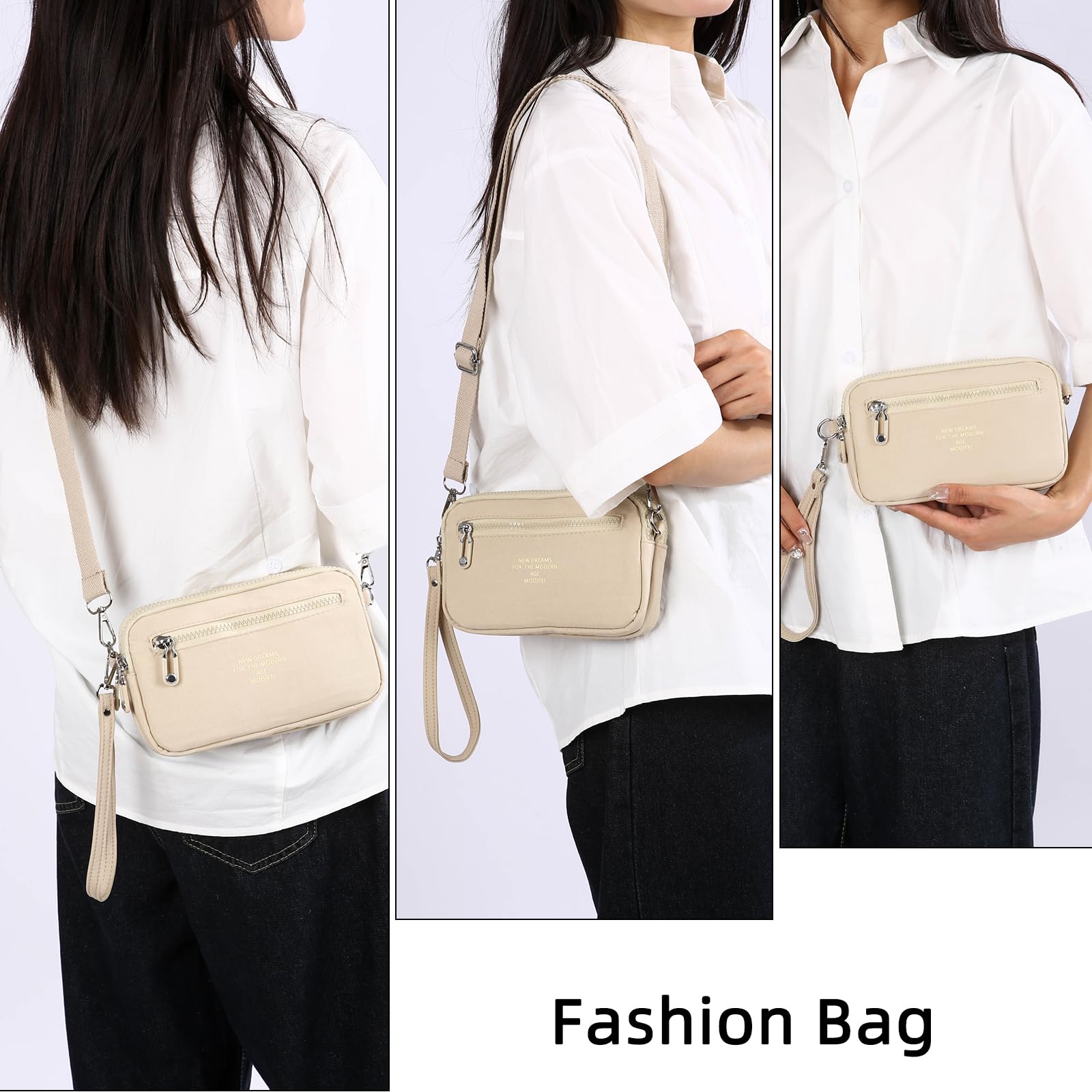 JANKS Small Crossbody Bags for Women Wristlet Wallets Nylon Shoulder Bag with 4 Zipper Carry All Purse Credit Card Holder - Image 6